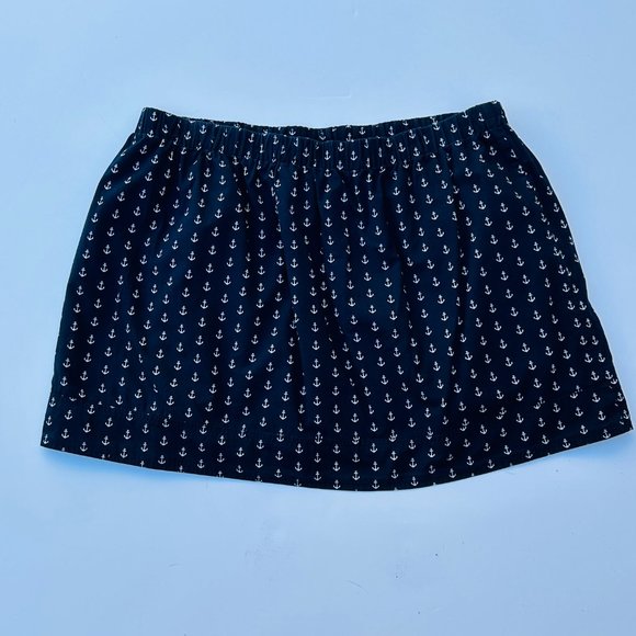 J. Crew Pull-On Navy Mini Skirt with White Anchor⚓️ Print (size XL) - Picture 3 of 10